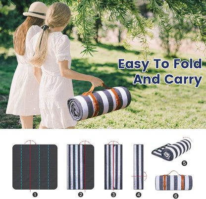 200x200cm Picnic Blanket Waterproof Sandproof Foldable for 6-8 People 3 Layers Ideal for Beach Park Camping