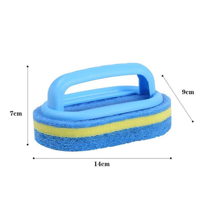 Blue Cleaning Brush with Handle Powerful Scrubber for Tiles Grout Bathroom Ergonomic Grip 14x9x7cm.