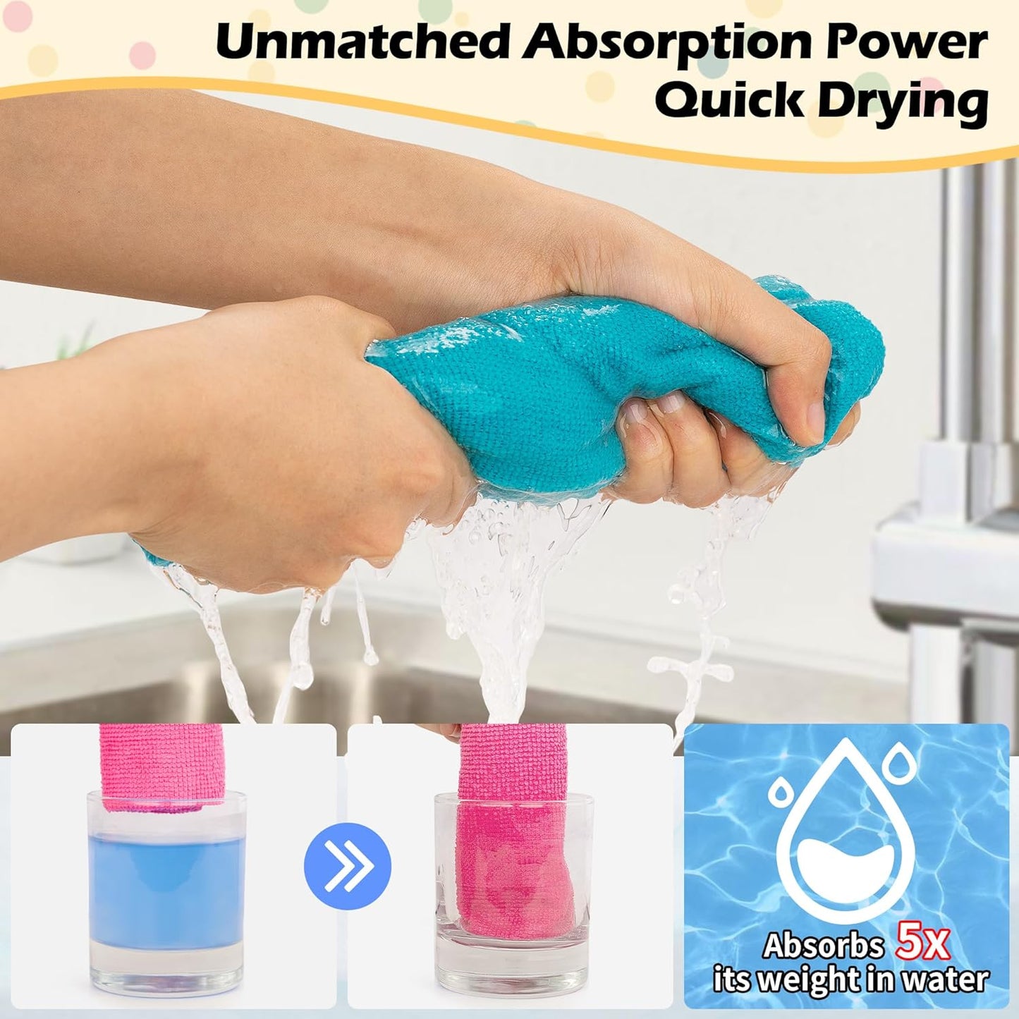 Microfiber Cleaning Cloth, 20 Pack Cleaning Rags& White Microfiber Cleaning Cloth -Pack of 12