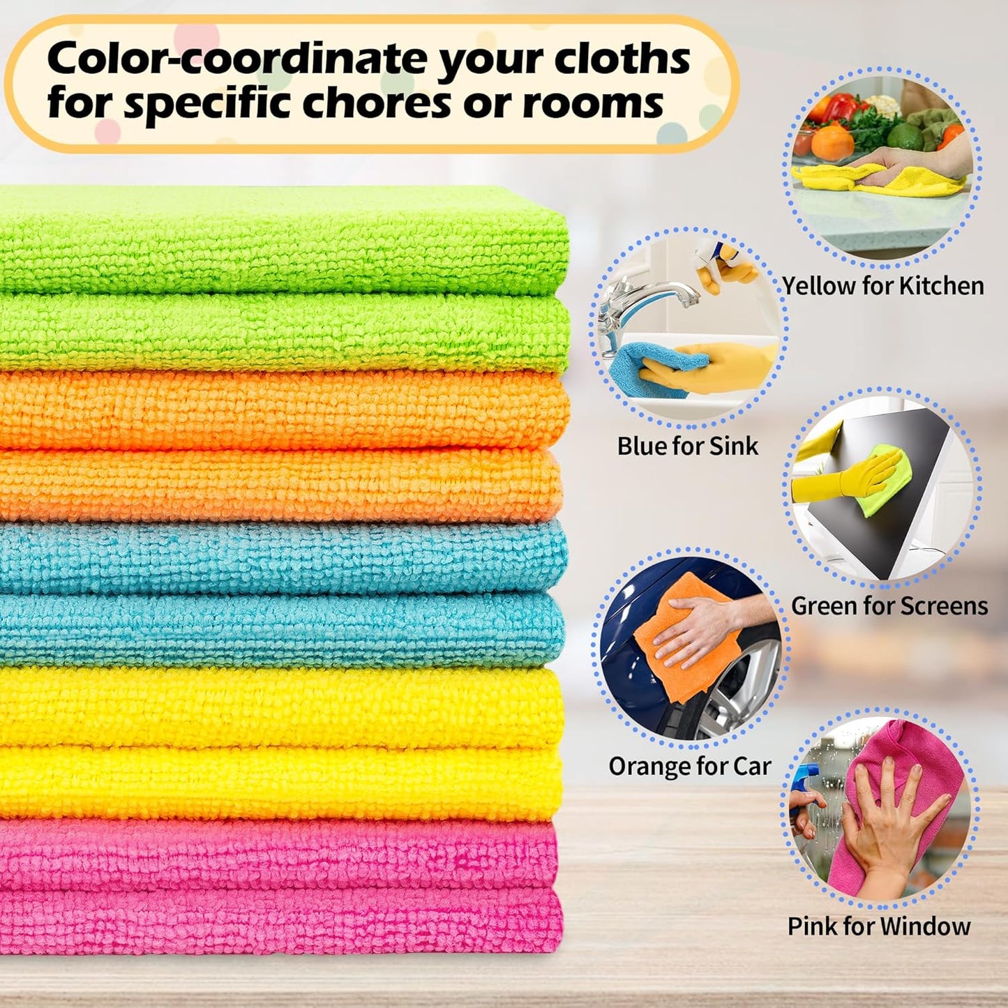 Microfiber Cleaning Cloth, 20 Pack Cleaning Rags& White Microfiber Cleaning Cloth -Pack of 12
