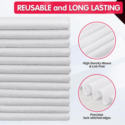 Microfiber Cleaning Cloth, 20 Pack Cleaning Rags& White Microfiber Cleaning Cloth -Pack of 12