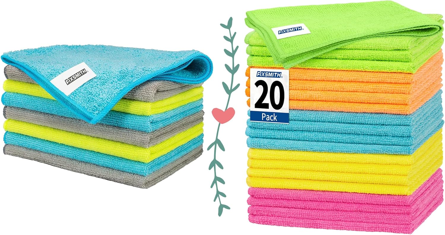 Microfiber Cleaning Cloth - Pack of 8, Size: 12 x 16 in& Microfiber Cleaning Cloth, 20 Pack Cleaning Rags, Cleaning Towels for Housekeeping.