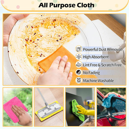 Microfiber Cleaning Cloth - Pack of 8, Size: 12 x 16 in& Microfiber Cleaning Cloth, 20 Pack Cleaning Rags, Cleaning Towels for Housekeeping.
