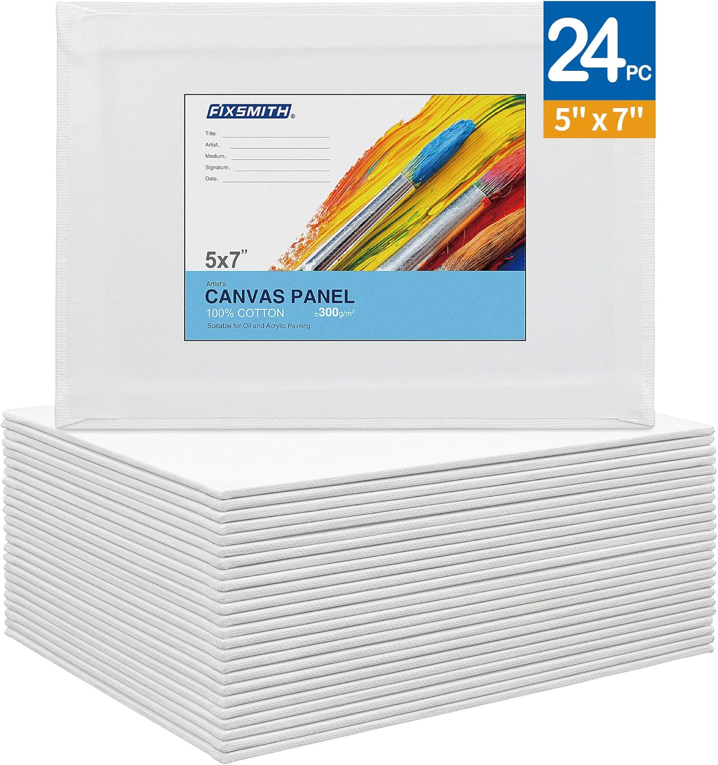 Painting Canvas Panel Boards - 5x7 Inch Art Canvas,24 Pack with 8x10 Inch Canvas Board 6 Pack Canvases,100% Cotton,Primed Canvas Panel,Acid Free,Artist Canvas Boards