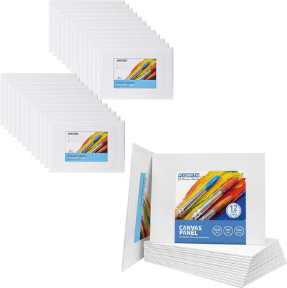 Painting Canvas Panel Boards - 5x7 Inch Art Canvas,24 Pack with 12x16 Inch Canvas Board Super Value 12 Pack,100% Cotton,Primed Canvas Panel,Acid Free,Artist Canvas Boards