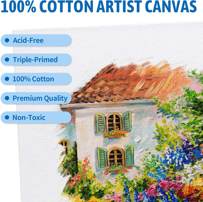 Painting Canvas Panel Boards - 5x7 Inch 24 Pack with 6 x6 Inch Canvas Panel Super Value 12 Pack Canvases,100% Cotton, Artist Canvas Board, Mini Canvas Boards