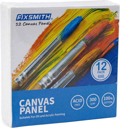 Painting Canvas Panel Boards - 5x7 Inch 24 Pack with 6 x6 Inch Canvas Panel Super Value 12 Pack Canvases,100% Cotton, Artist Canvas Board, Mini Canvas Boards