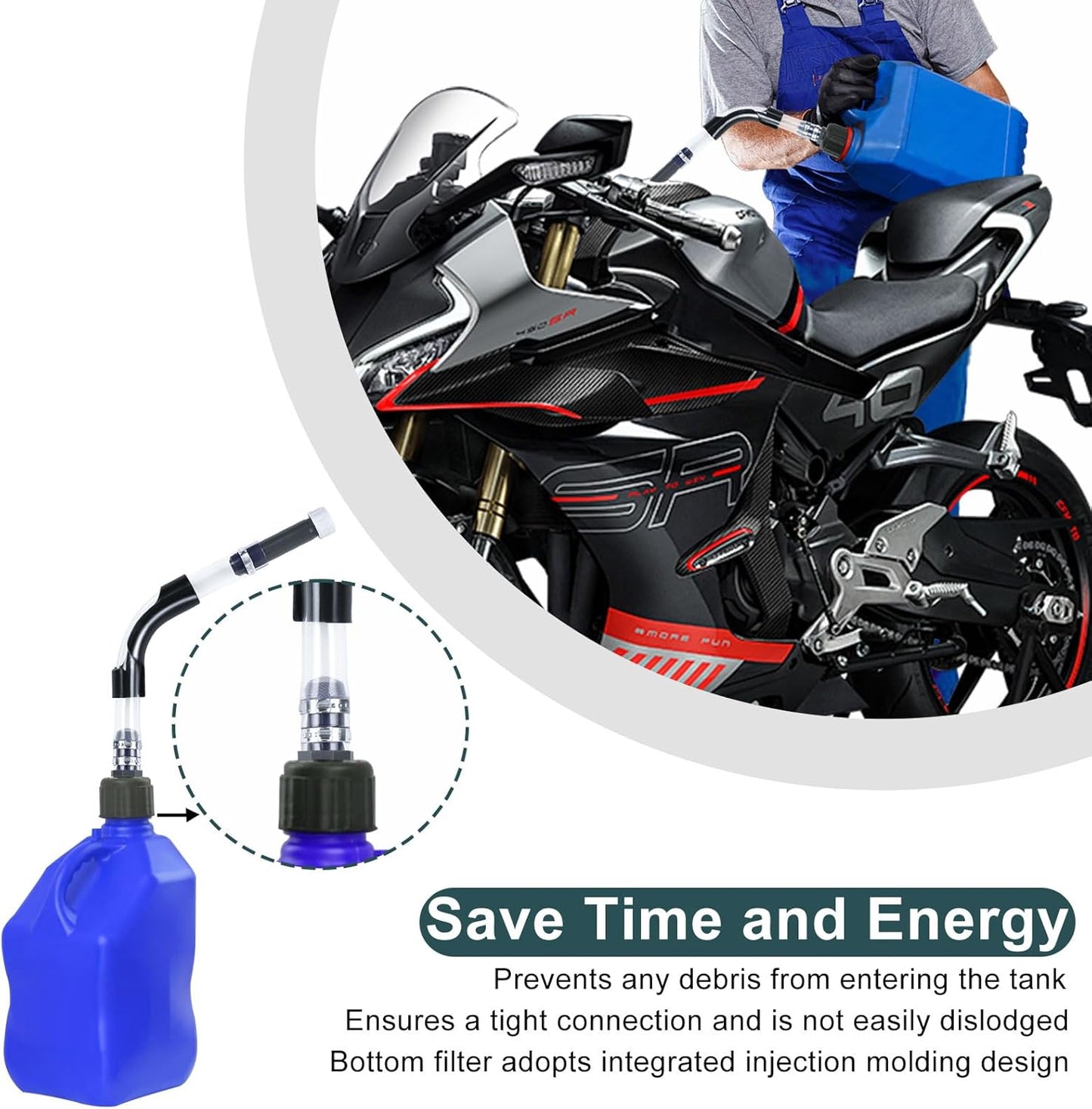 Gas Cans Racing Fuel Jug Hose Kit, fuel Can Spout for 3/5/5.5 Gallon Gas Cans, Upgraded Filter Design (3 Pack)