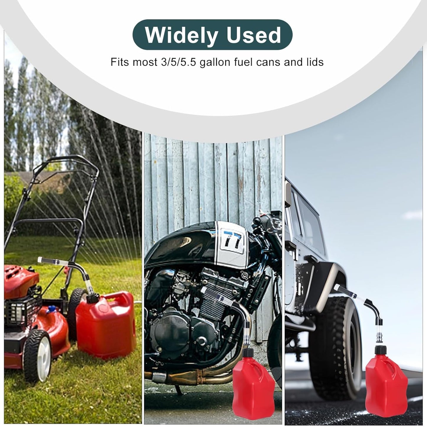 Gas Cans Racing Fuel Jug Hose Kit, fuel Can Spout for 3/5/5.5 Gallon Gas Cans, Upgraded Filter Design (3 Pack)