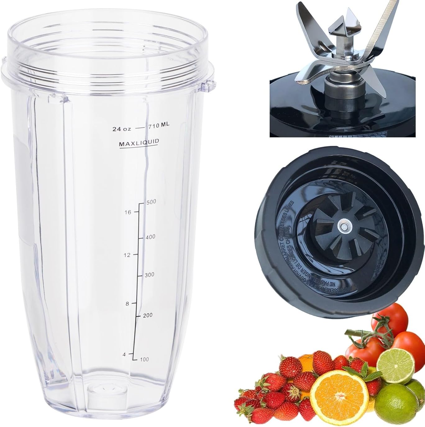 [ New Model] Replacement blender Blade and 24oz Cup Accessories, ly Compatible with Nutri Ninja SS150,SS151,SS300, SS350,SS351, CO351B, SS100, SS101, CO101B,SS400,SS401