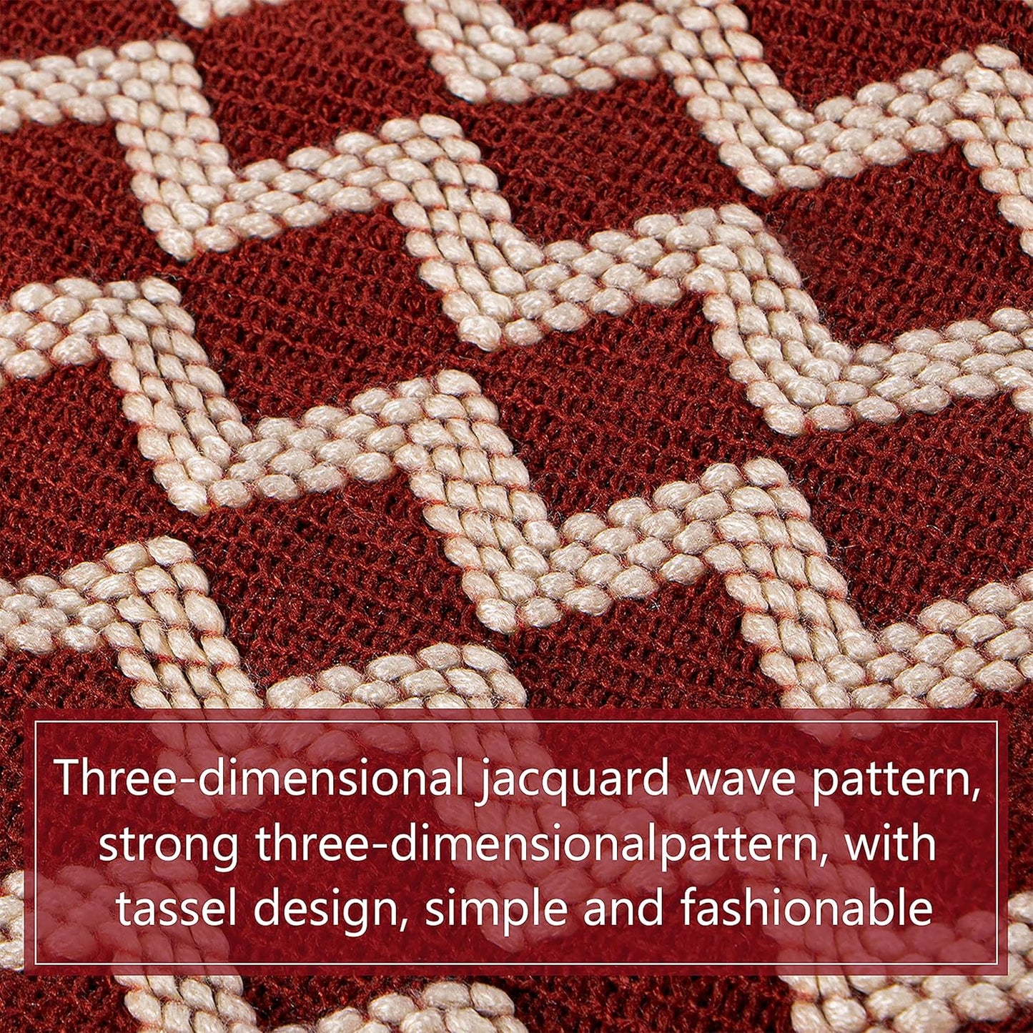 Acrylic Knitted Throw Blanket, Lightweight and Soft Cozy Decorative Woven Blanket with Tassels for Travel, Couch, Bed, Sofa, 51x67 Inches, Red and White Striped