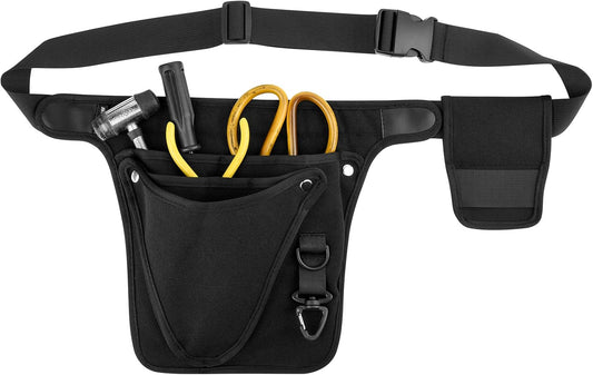 Garden Tool Belt Holster for Women & Men- Womens Adjustable Tool Belt Pouch for Electrician, Carpenter and Construction - LIFETIME Heavy Duty Oxford - Fits from 24" to 53" (Black)