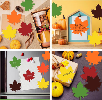 Glenmal 540 Sheets Thanksgiving Fall Leaf Sticky Notes Autumn Sticky Notepads Maple Leaves Shape Self Stick Cute Colorful Maple Leaf Note Memo Pad for Write Office Home, 3.15 Inch 18 Pads 6 Colors