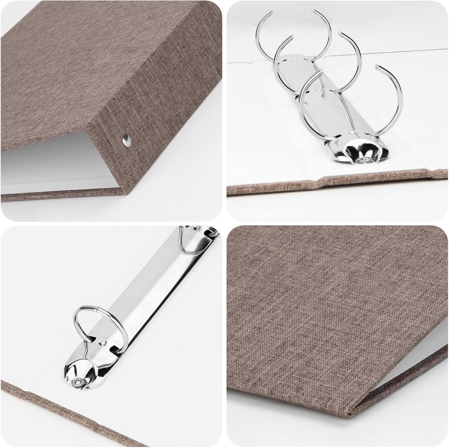 3 Ring Binder, A4 Fabric Cover Round Ring Durable Binder for 3-Hole Letter Size Paper, Decorative Organizer Holds 200 Sheets Letter Size 8.5'' x 11'' Paper, for Office Home