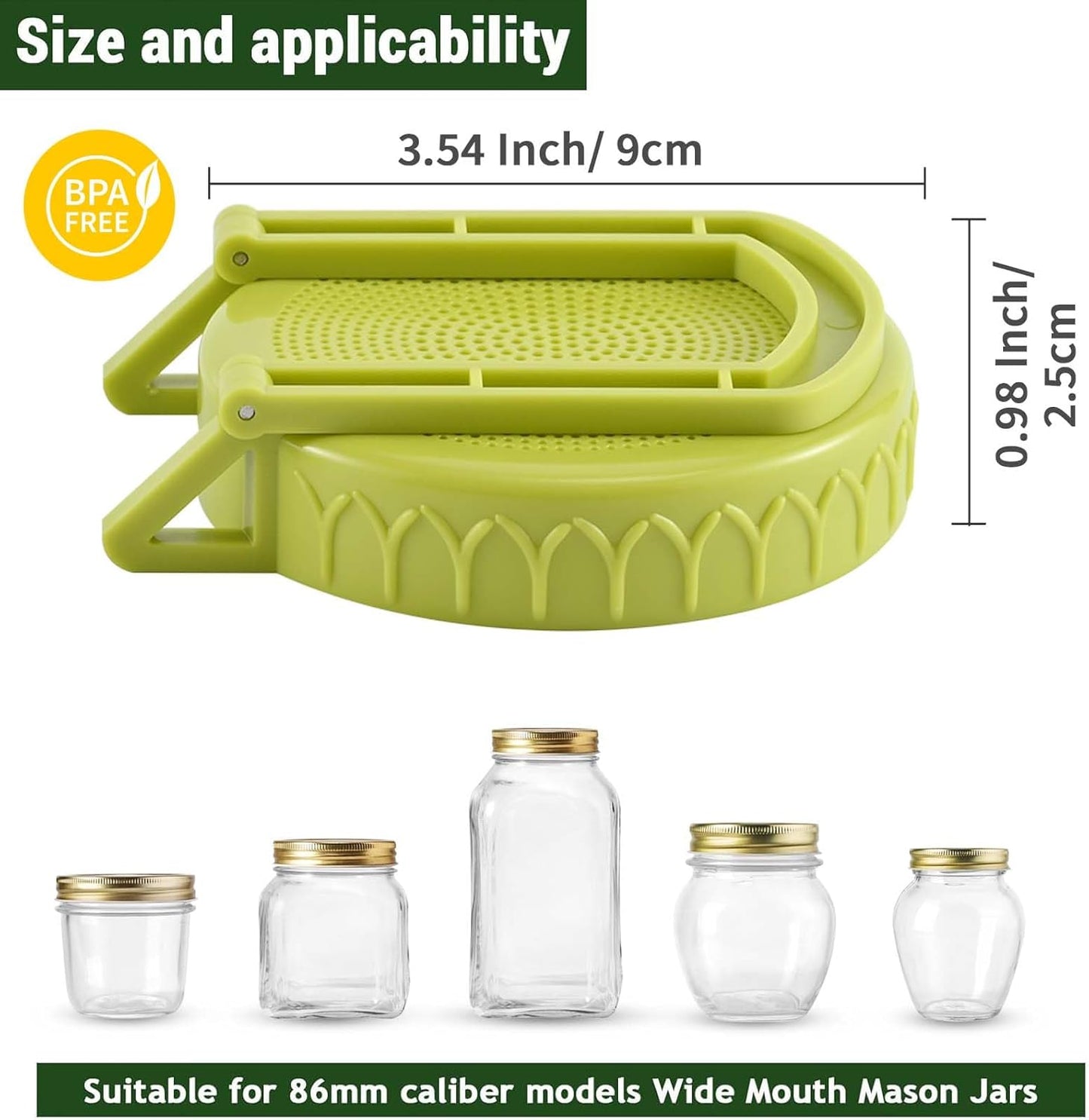 Complete Sprouting Kit - 2 Large Wide-Mouth Mason Jars 32 Oz, 2 Foldalbe Screen Lids with Draining Stand, 2 l Canning Lids, Bean Sprouts Grow Kit for Broccoli alfalfa