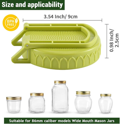 Complete Sprouting Kit - 2 Large Wide-Mouth Mason Jars 32 Oz, 2 Foldalbe Screen Lids with Draining Stand, 2 l Canning Lids, Bean Sprouts Grow Kit for Broccoli alfalfa