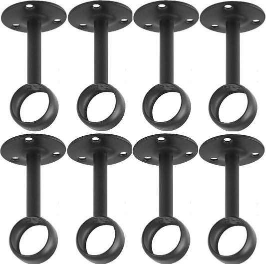 Curtain Rod Ceiling-Mount Bracket Curtain Rod Brackets Curtain Rod Holders (8 PCS, Black)