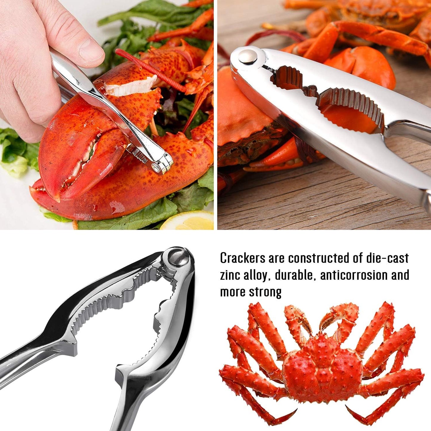 20-piece Seafood Tools Set includes 6 Crab Crackers, 6 Lobster Shellers, 6 Crab Leg Forks/Picks and 2 Seafood Scissors & Storage Bag - Nut Cracker Set