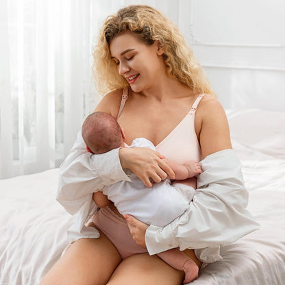 Womens Nursing Bra Seamless Breastfeeding Sleep Maternity Bra with Remove Bra Pads Extenders 5 Pack