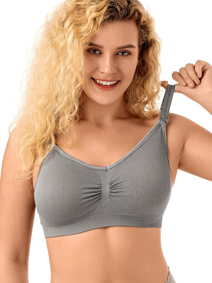 Womens Nursing Bra Seamless Breastfeeding Sleep Maternity Bra with Remove Bra Pads Extenders 5 Pack