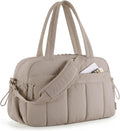 Gym Bag for Woman, 24L Carry on Travel Duffle Bag with Wet Pocket, Water Resistant Weekender Bags for Sports, Trips, Camel