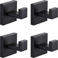 4 Pack Bathroom Towel Hooks, Screw-in Square Matte Black Wall Hooks Robe Hook, Anti-Rust SUS304 Stainless Steel Heavy-Duty Door Hanger Coat Hook, Sturdy for Bathroom/Bedroom/Kitchen/Hotel