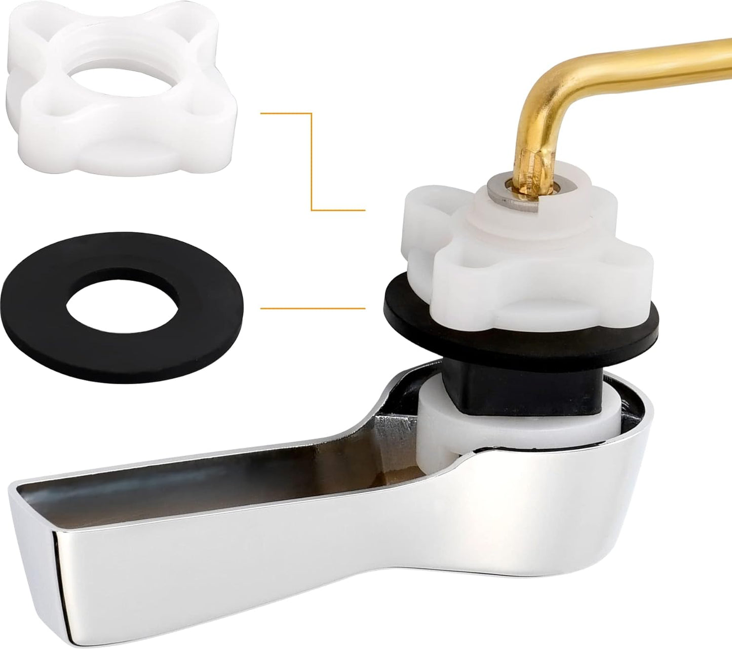 Universal Front Mount Toilet Handle Tank Flush Lever Replacement Handle with Stainless Steel Flapper Chains for Most Front Mount Toilets- Chrome Finish Toilet Handle