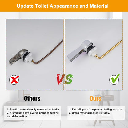 Universal Front Mount Toilet Handle Tank Flush Lever Replacement Handle with Stainless Steel Flapper Chains for Most Front Mount Toilets- Chrome Finish Toilet Handle