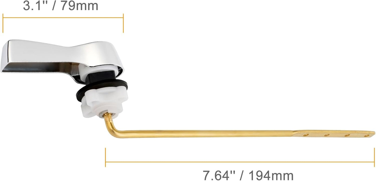 Universal Front Mount Toilet Handle Tank Flush Lever Replacement Handle with Stainless Steel Flapper Chains for Most Front Mount Toilets- Chrome Finish Toilet Handle