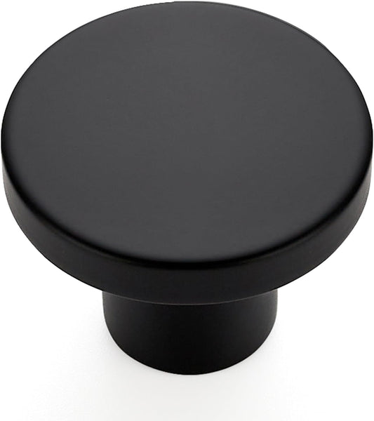 25 Pack Matte Black Round Cabinet Knobs Solid Dresser Knobs Drawer Pulls Black Cupboard Knobs for Modern Kitchen Cabinet Hardware