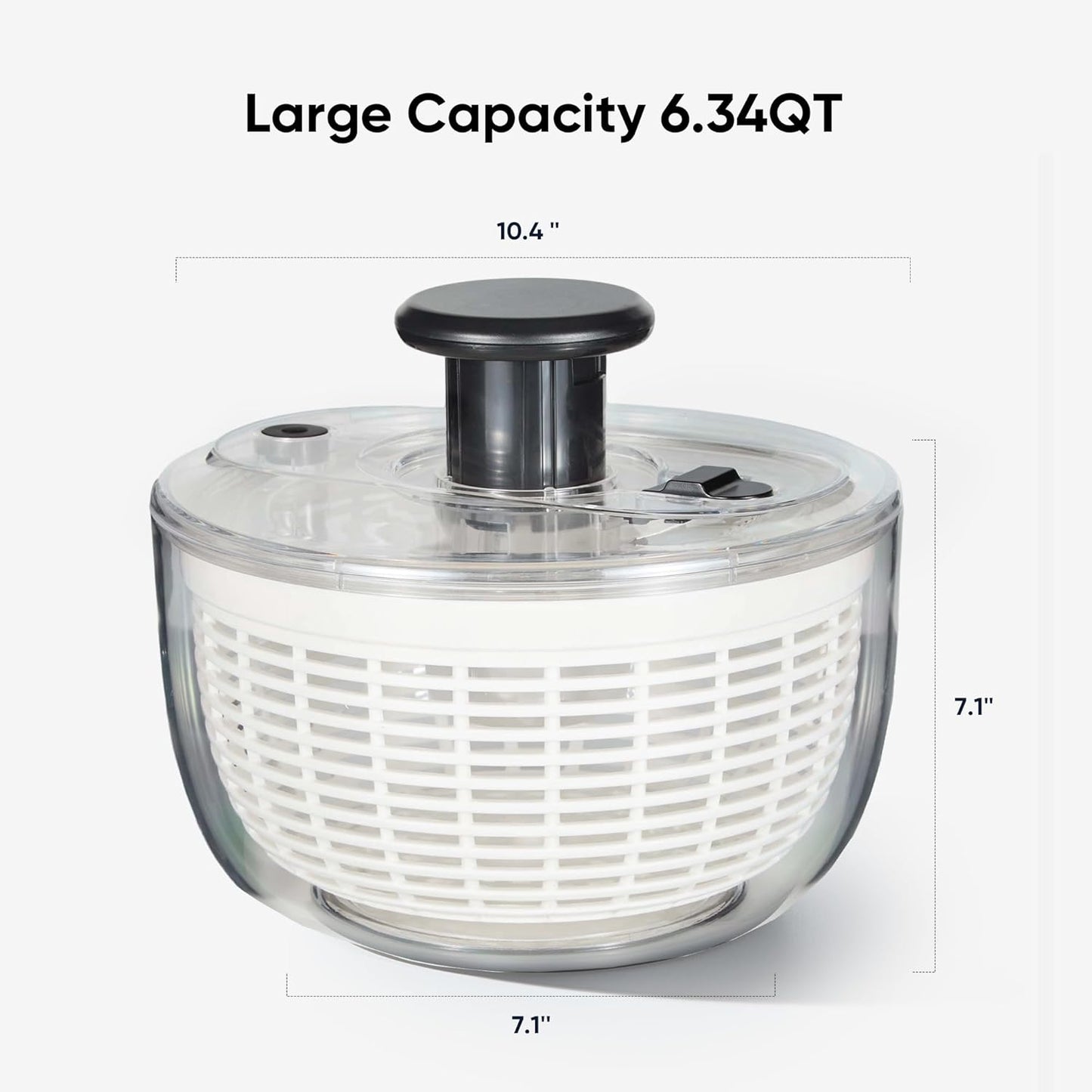 6.4 Qt Salad Spinner Large Lettuce Spinner Plastic Vegetable Fruit Washer, Vegetable Cleaner Salad Cleaner Lettuce Washer, Non-Slip Base, BPA-Free
