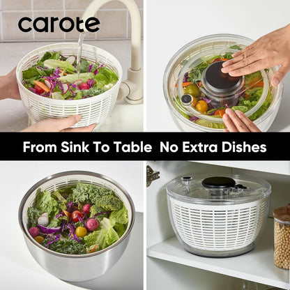 6.4 Qt Salad Spinner Large Lettuce Spinner Plastic Vegetable Fruit Washer, Vegetable Cleaner Salad Cleaner Lettuce Washer, Non-Slip Base, BPA-Free