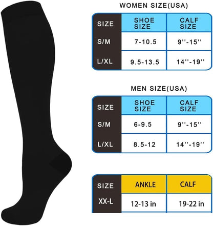 4 Pairs Copper Compression Socks for Men&Women(15-20mmHg), Compression Stocking for Swelling Running Hiking Travel Nursing