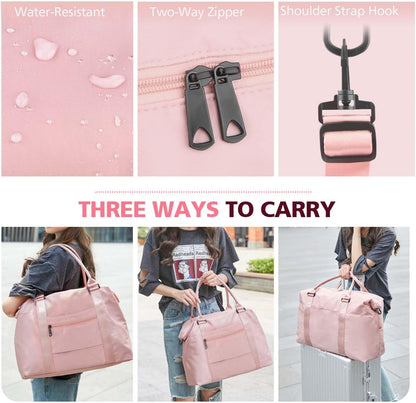 Travel Duffle Bag, Waterproof Weekender Carry On Tote Bags for Women, Men, Hospital Bag, Overnight Bag Luggage with Trolley Sleeve