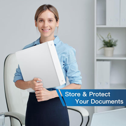 2-inch 3 Ring Binder with 2 Interior Pockets, Heavy Duty 2'' Binders Holds US Letter Size 8.5'' x 11'' Paper - Versatile Binders for Office, Home, and School Use, 6 Pack (White)