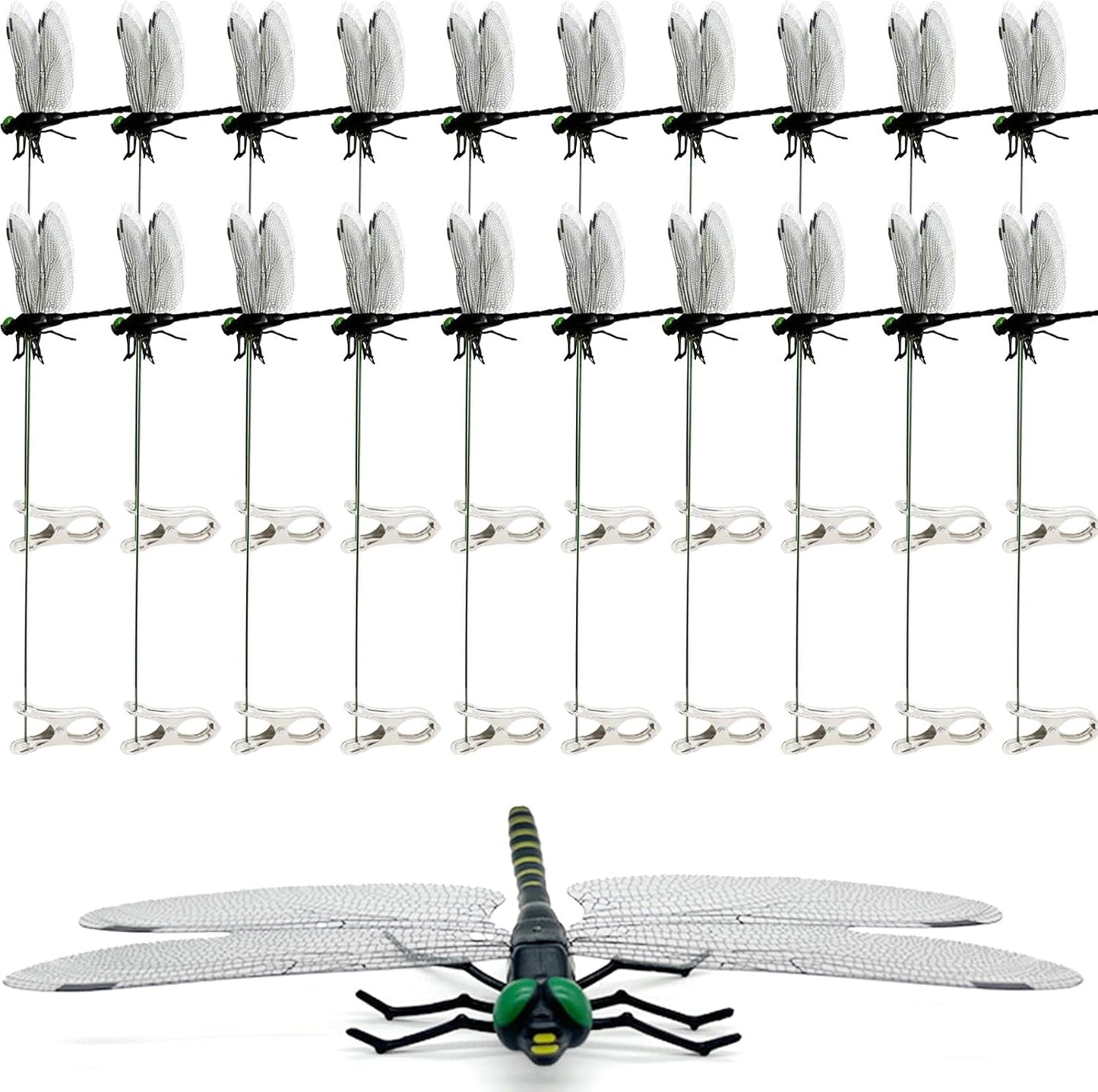 20 Pcs Dragon Fly Clips for Bugs Repellent, 3D Artificial Dragonfly Hat Clip, Dragonfly Garden Decor (20, Black*20 Pcs)