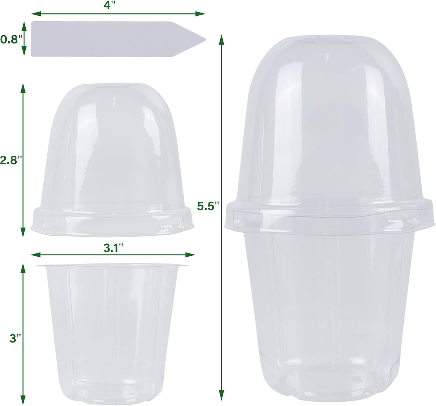36 Set Nursery Pots with Humidity Dome, Clear Nursery Pots for Plants, Seed Starting Pots with Drainage Holes & Plant Labels for Vegetables Flowers Garden Plants
