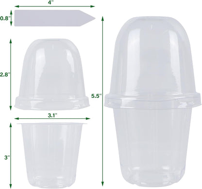36 Set Nursery Pots with Humidity Dome, Clear Nursery Pots for Plants, Seed Starting Pots with Drainage Holes & Plant Labels for Vegetables Flowers Garden Plants