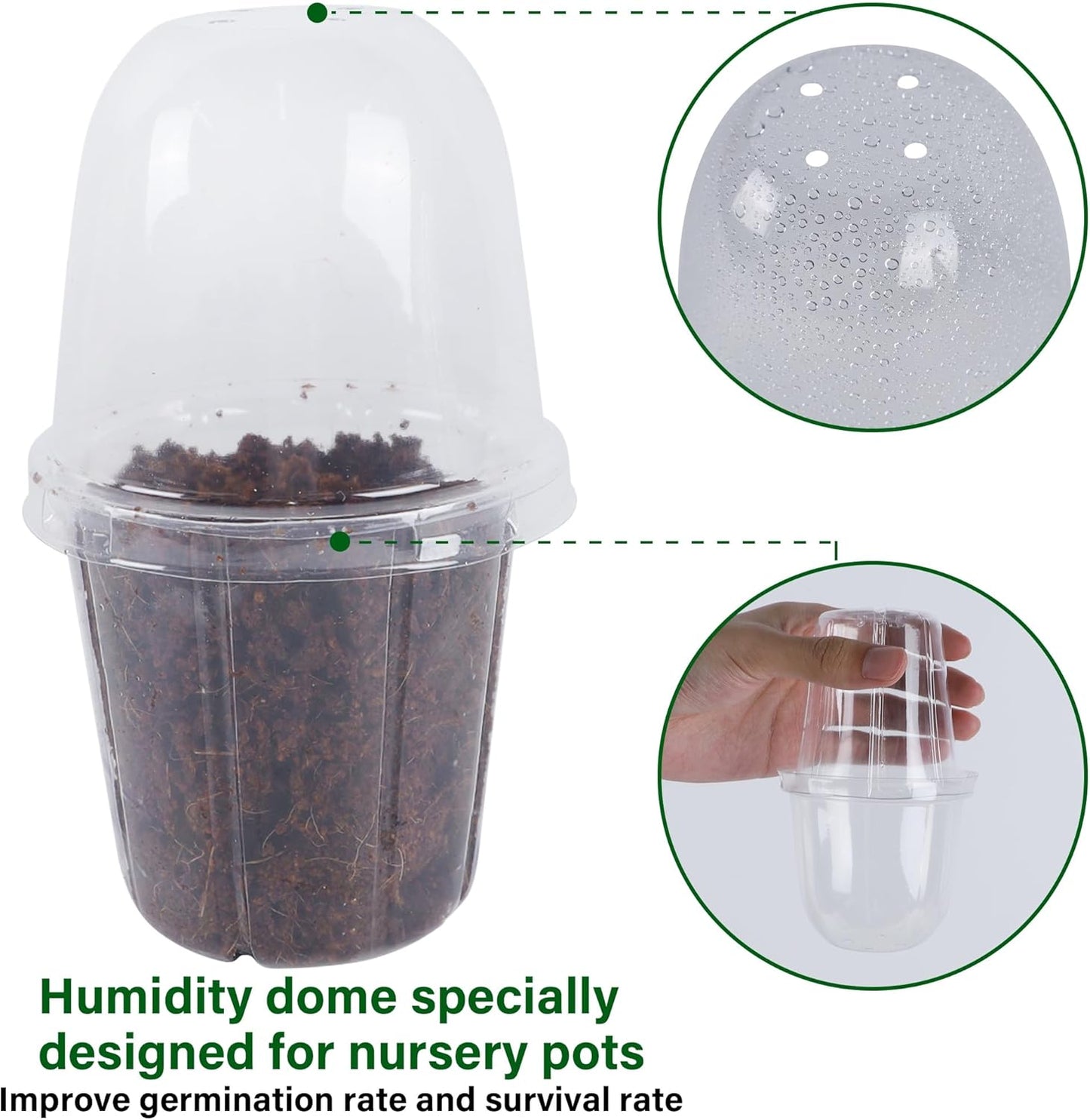 36 Set Nursery Pots with Humidity Dome, Clear Nursery Pots for Plants, Seed Starting Pots with Drainage Holes & Plant Labels for Vegetables Flowers Garden Plants