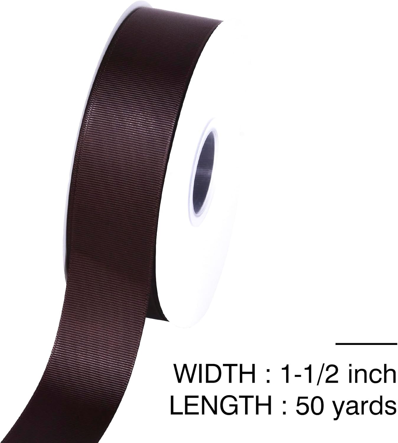 Brown Grosgrain Ribbon, 1 1/2 Inch 50 Yards, Great for Crafts Bows Flower Bouquet Wedding Home Decor Gift Wrapping
