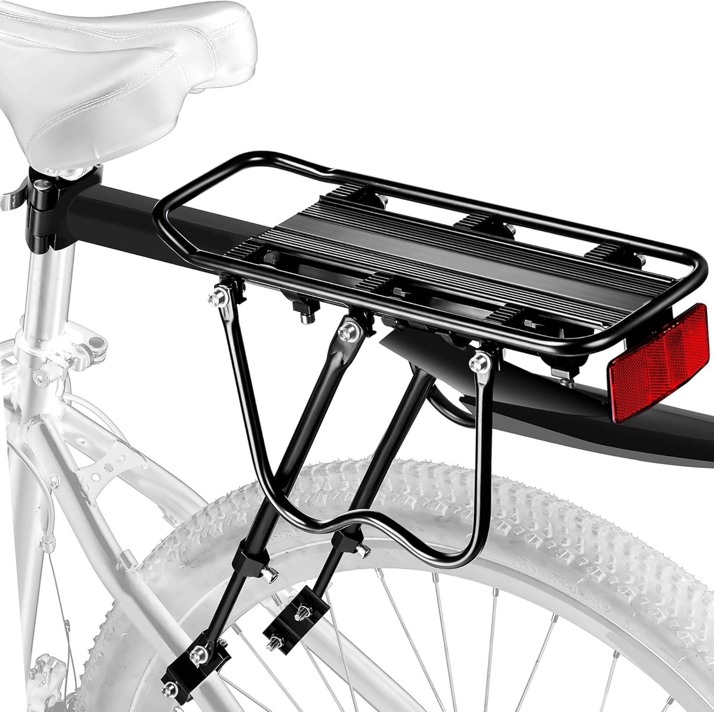 Rear Bike Rack,Bike Cargo Rack w/Fender & Large Size Reflective,Quick Release Mountain Road Bicycle Rear Racks,Universal Bike Luggage Rack,Large Capacity Bike Pannier Rack,