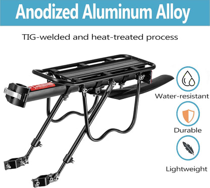 Rear Bike Rack,Bike Cargo Rack w/Fender & Large Size Reflective,Quick Release Mountain Road Bicycle Rear Racks,Universal Bike Luggage Rack,Large Capacity Bike Pannier Rack,