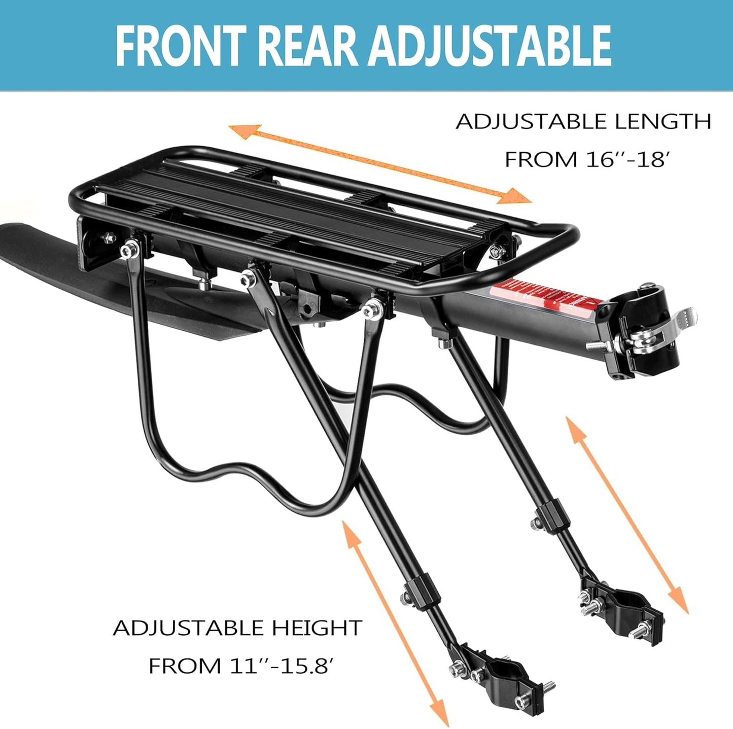 Rear Bike Rack,Bike Cargo Rack w/Fender & Large Size Reflective,Quick Release Mountain Road Bicycle Rear Racks,Universal Bike Luggage Rack,Large Capacity Bike Pannier Rack,