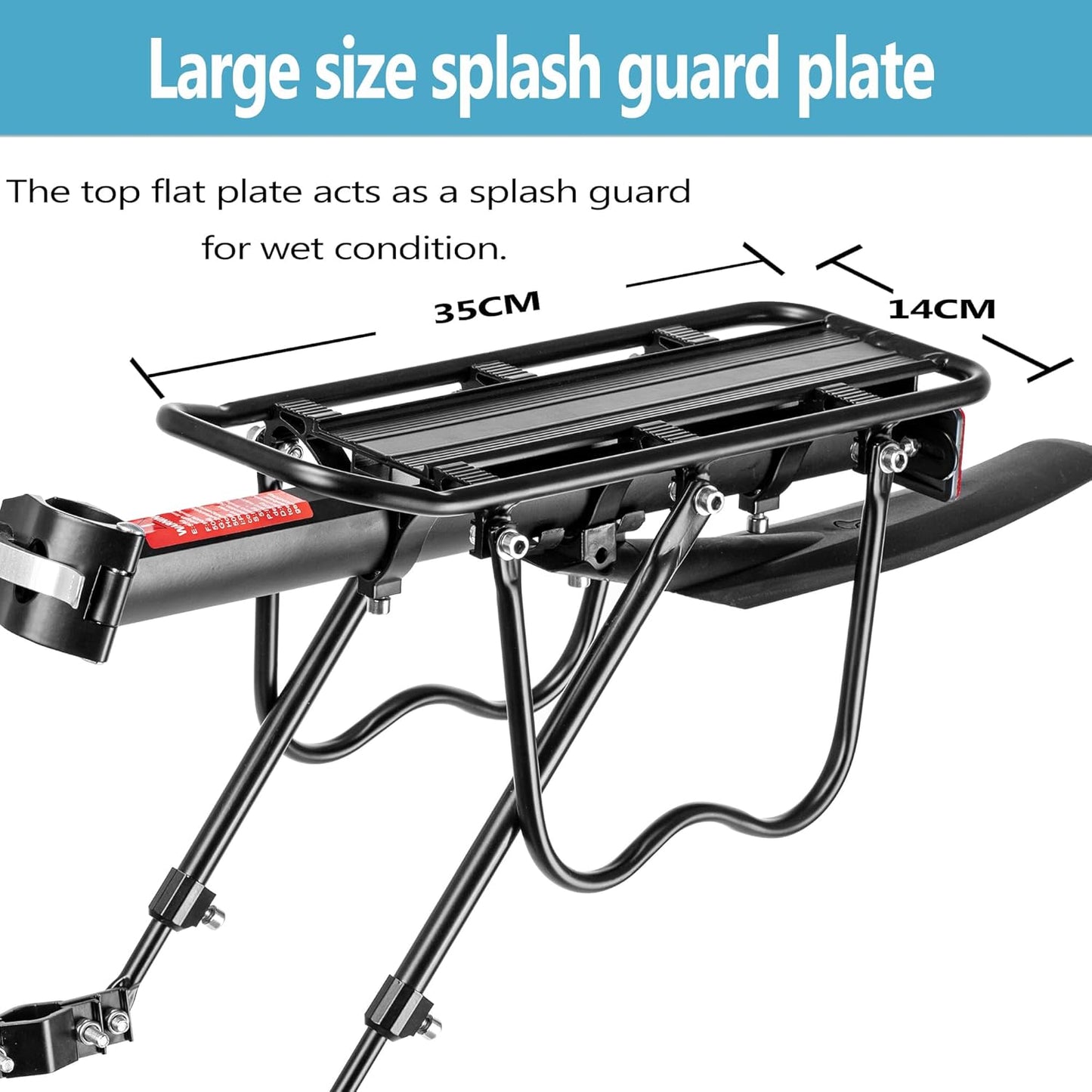 Rear Bike Rack,Bike Cargo Rack w/Fender & Large Size Reflective,Quick Release Mountain Road Bicycle Rear Racks,Universal Bike Luggage Rack,Large Capacity Bike Pannier Rack,