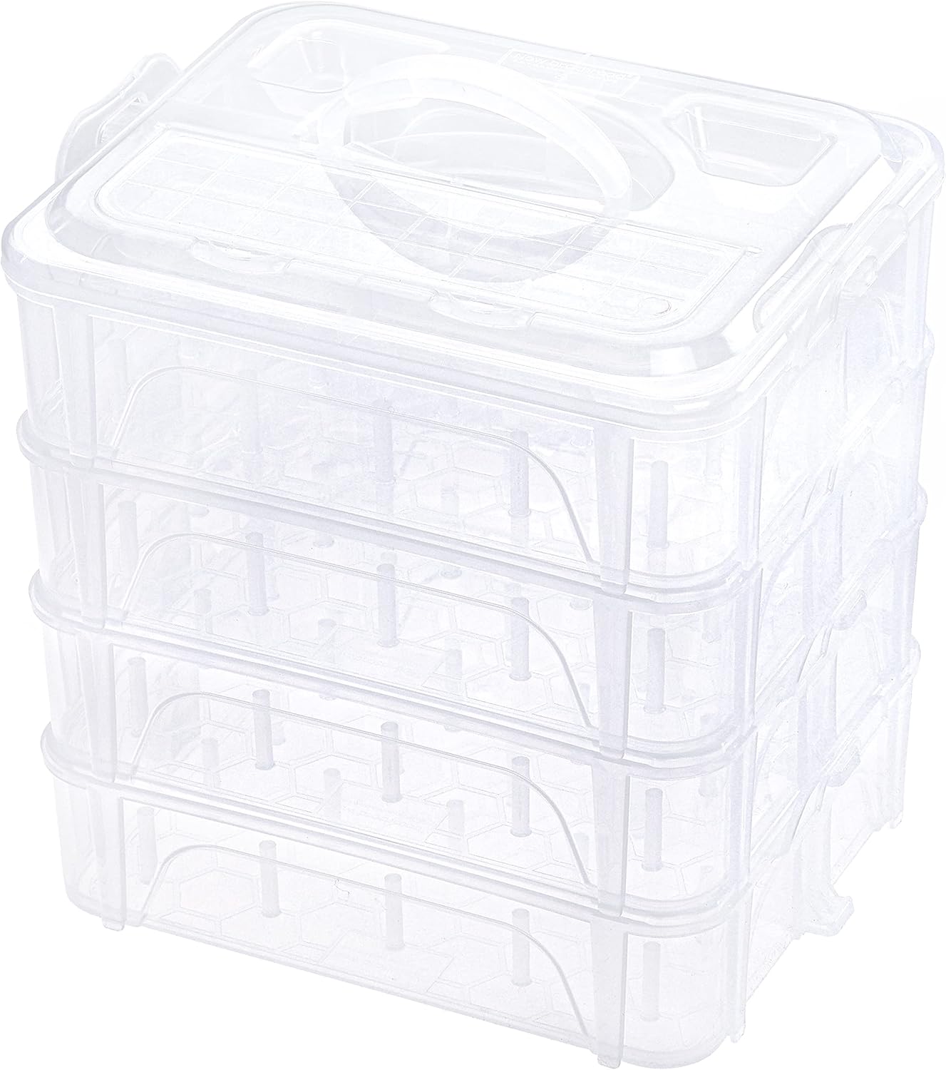 4 Layers Stackable Clear Storage Box/Organizer for Holding 80 Spools Home Embroidery & Sewing Thread (Spool Size Requirement: Height≤2.2"/5.6CM; Width≤1.69"/4.3CM)