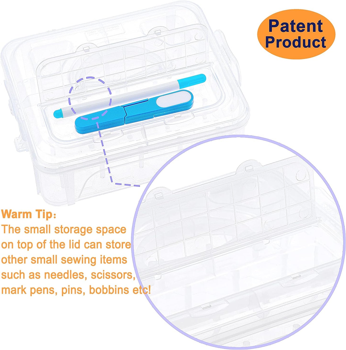 4 Layers Stackable Clear Storage Box/Organizer for Holding 80 Spools Home Embroidery & Sewing Thread (Spool Size Requirement: Height≤2.2"/5.6CM; Width≤1.69"/4.3CM)