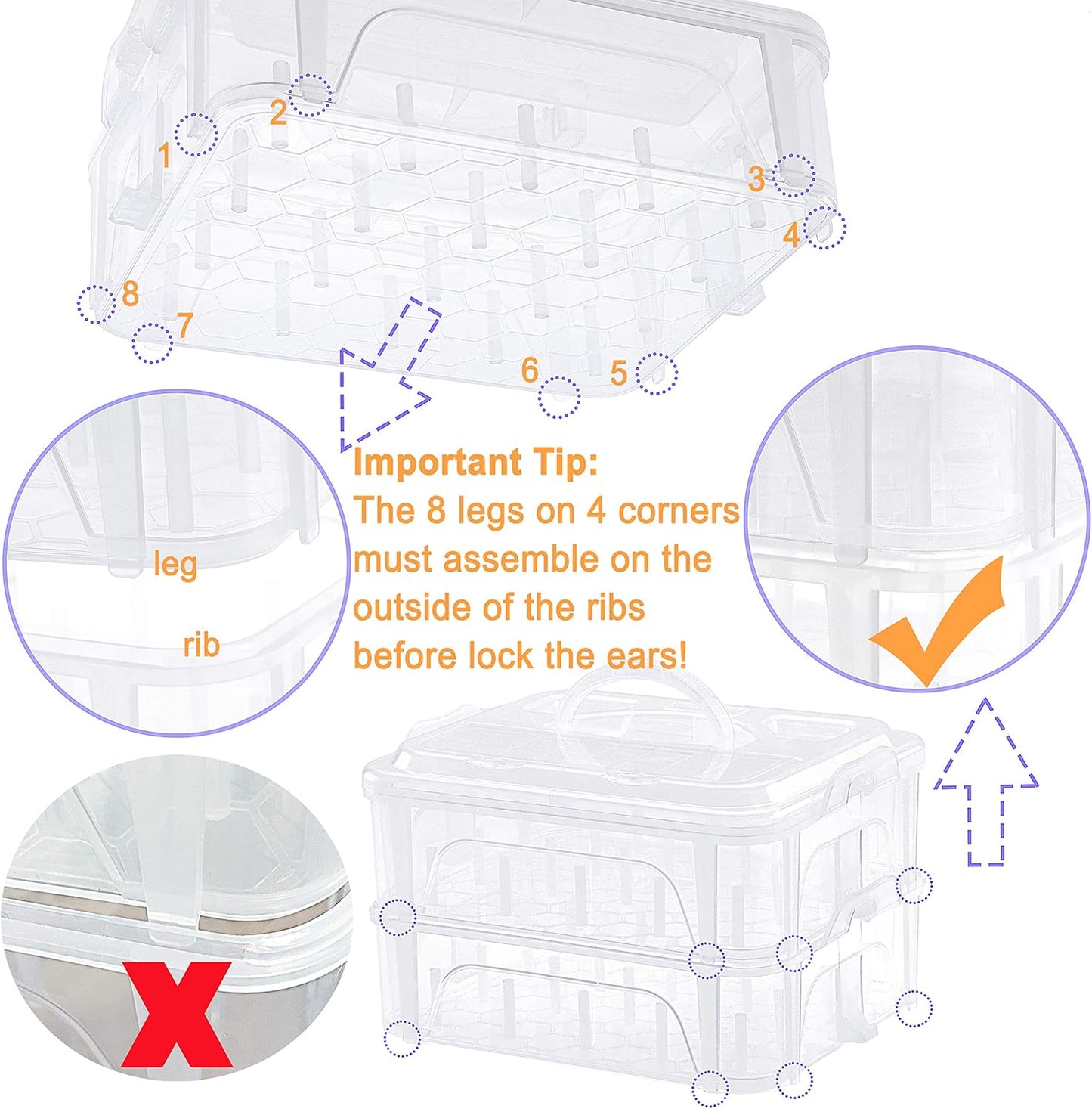 4 Layers Stackable Clear Storage Box/Organizer for Holding 80 Spools Home Embroidery & Sewing Thread (Spool Size Requirement: Height≤2.2"/5.6CM; Width≤1.69"/4.3CM)