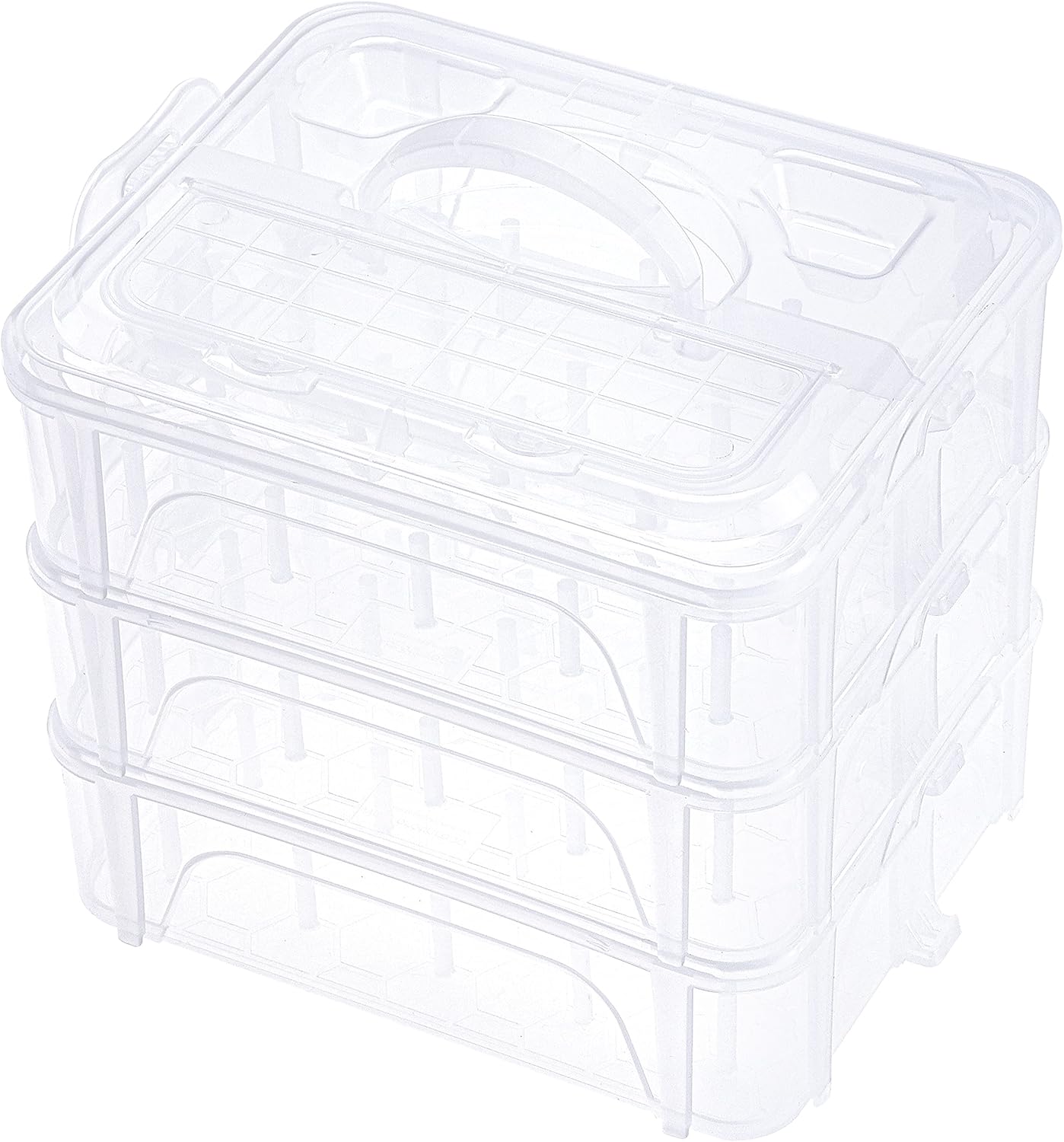 3 Layers Stackable Clear Storage Box/Organizer for Holding 60 Spools Home Embroidery & Sewing Thread (Spool Size Requirement: Height≤2.2"/5.6CM; Width≤1.69"/4.3CM)