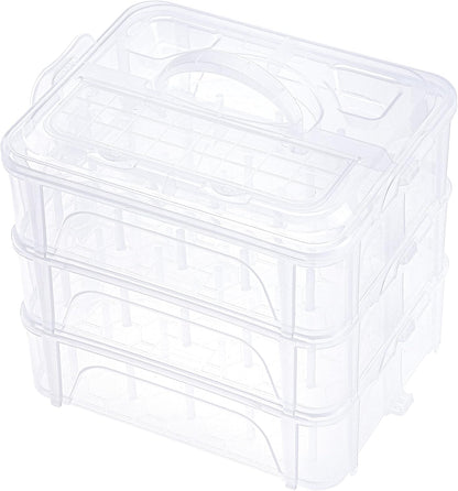 3 Layers Stackable Clear Storage Box/Organizer for Holding 60 Spools Home Embroidery & Sewing Thread (Spool Size Requirement: Height≤2.2"/5.6CM; Width≤1.69"/4.3CM)
