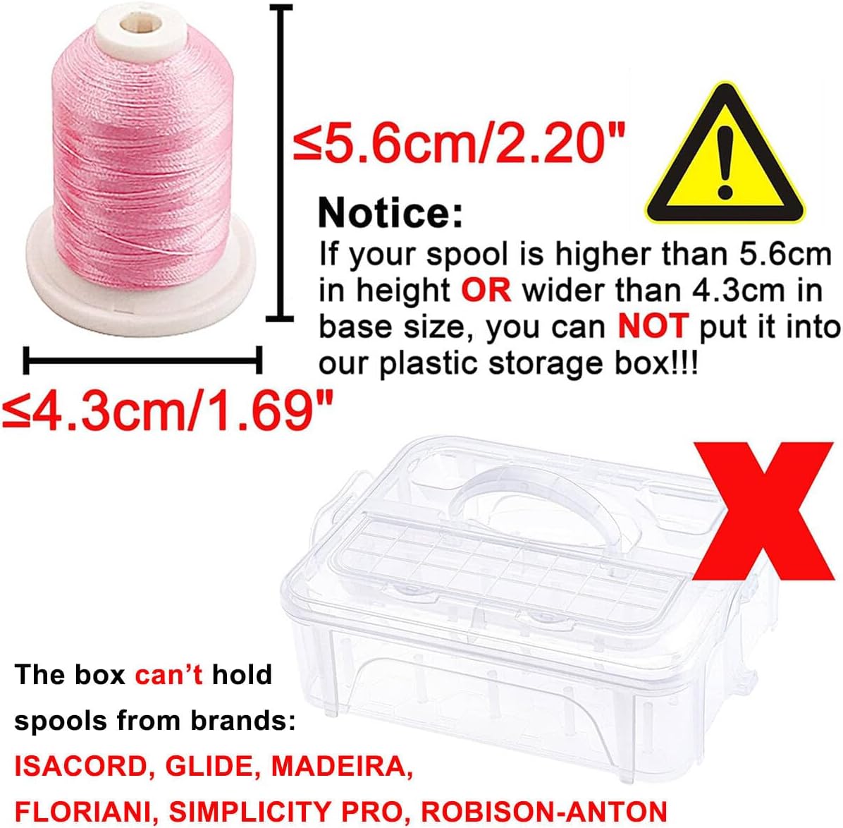 3 Layers Stackable Clear Storage Box/Organizer for Holding 60 Spools Home Embroidery & Sewing Thread (Spool Size Requirement: Height≤2.2"/5.6CM; Width≤1.69"/4.3CM)
